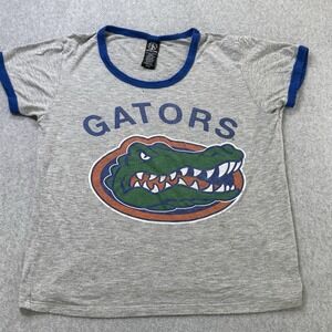 Recycled Karma University Florida Gators Ringer Tee Gray‎ Blue Made USA M